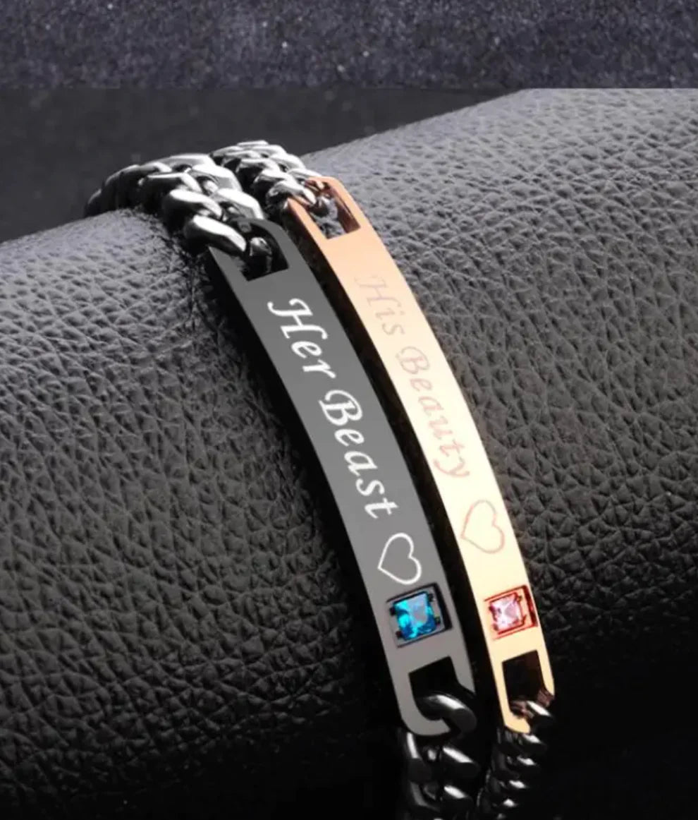 Couples Heart & Crown Bracelet