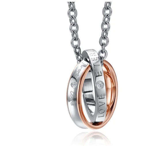 Double Circle Pendant Couples Jewelry with Zirconia