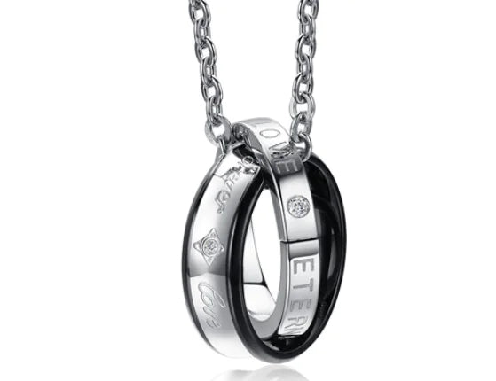Double Circle Pendant Couples Jewelry with Zirconia